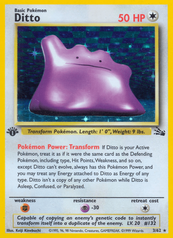 Ditto base3-3 Rare Holo from Fossil Set