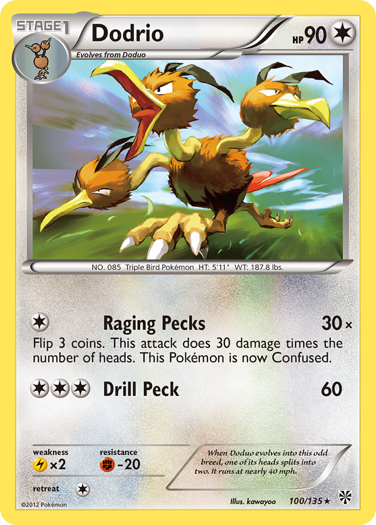 Dodrio bw8-100 Rare from Plasma Storm Set