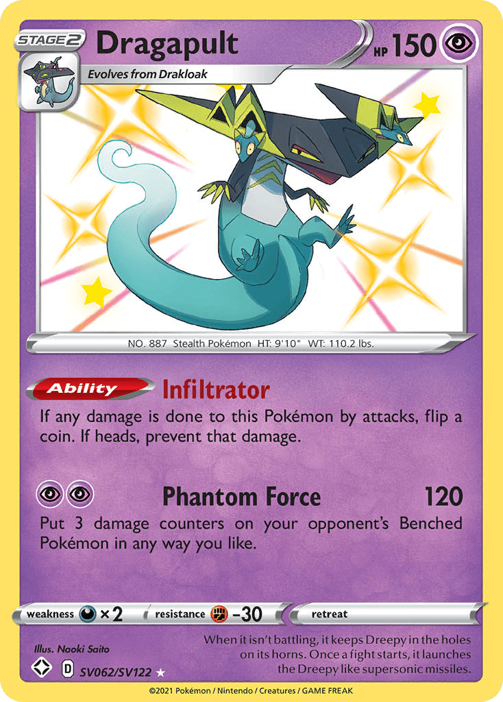 Dragapult swsh45sv-SV062 Rare Shiny from Shining Fates Shiny Vault Set