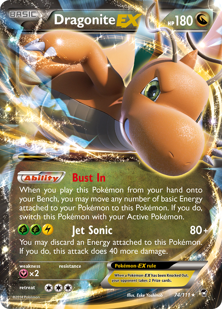 Dragonite-EX xy3-74 Rare Holo EX from Furious Fists Set