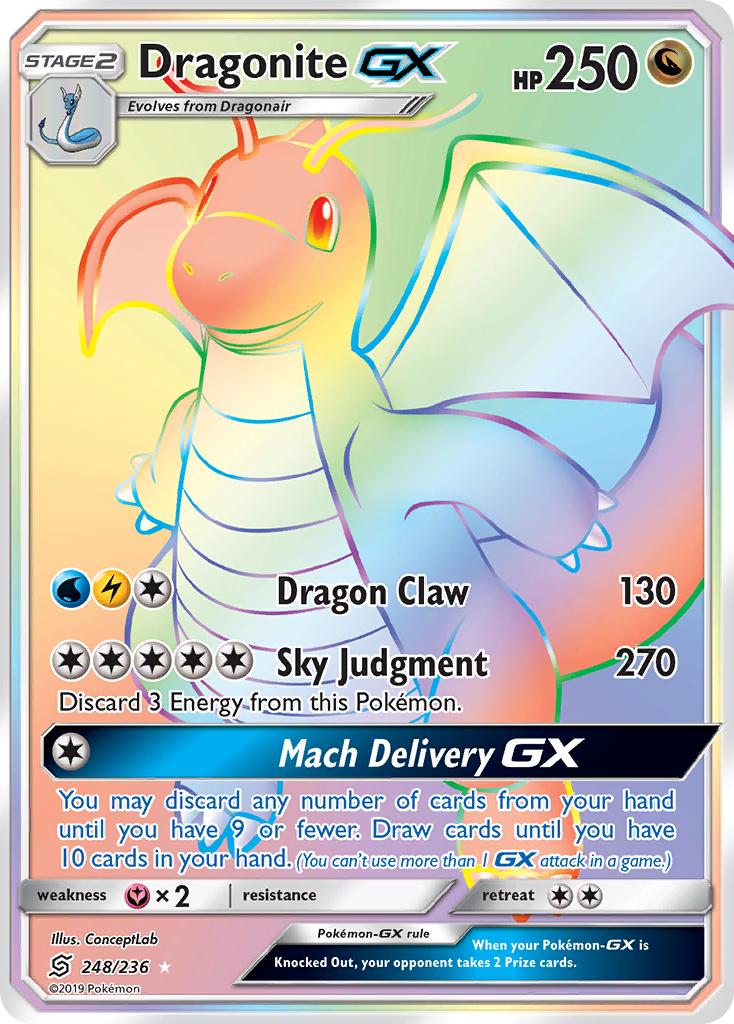 Dragonite-GX sm11-248 Rare Rainbow from Unified Minds Set