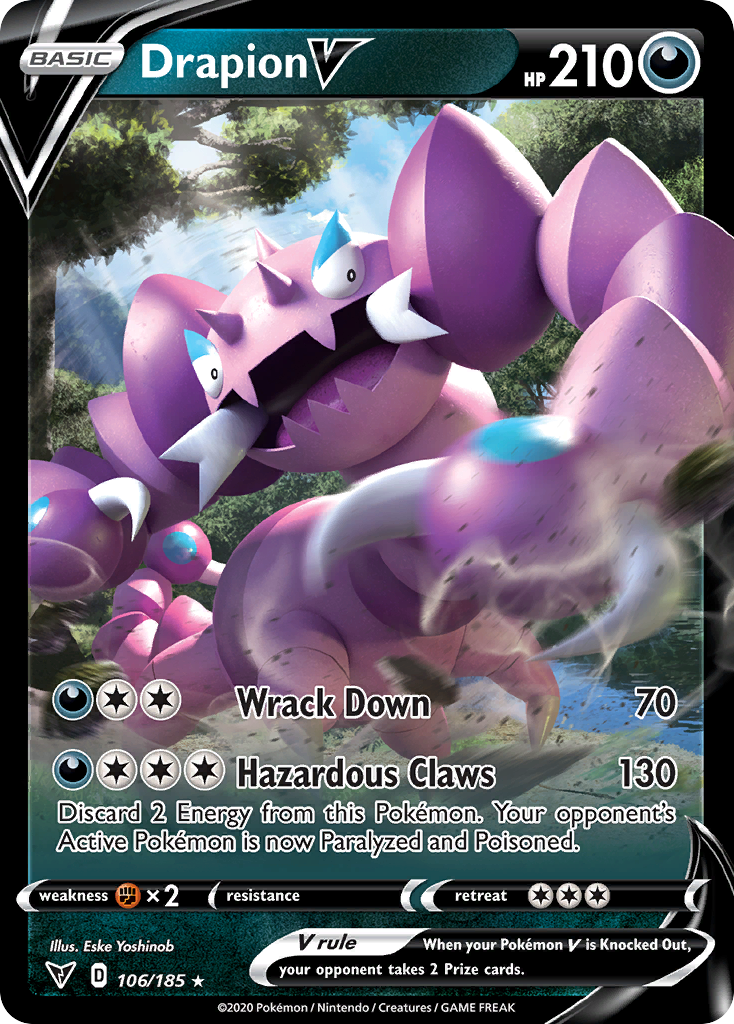 Drapion V swsh4-106 Rare Holo V from Vivid Voltage Set