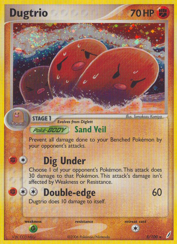 Dugtrio ex14-5 Rare Holo from Crystal Guardians Set