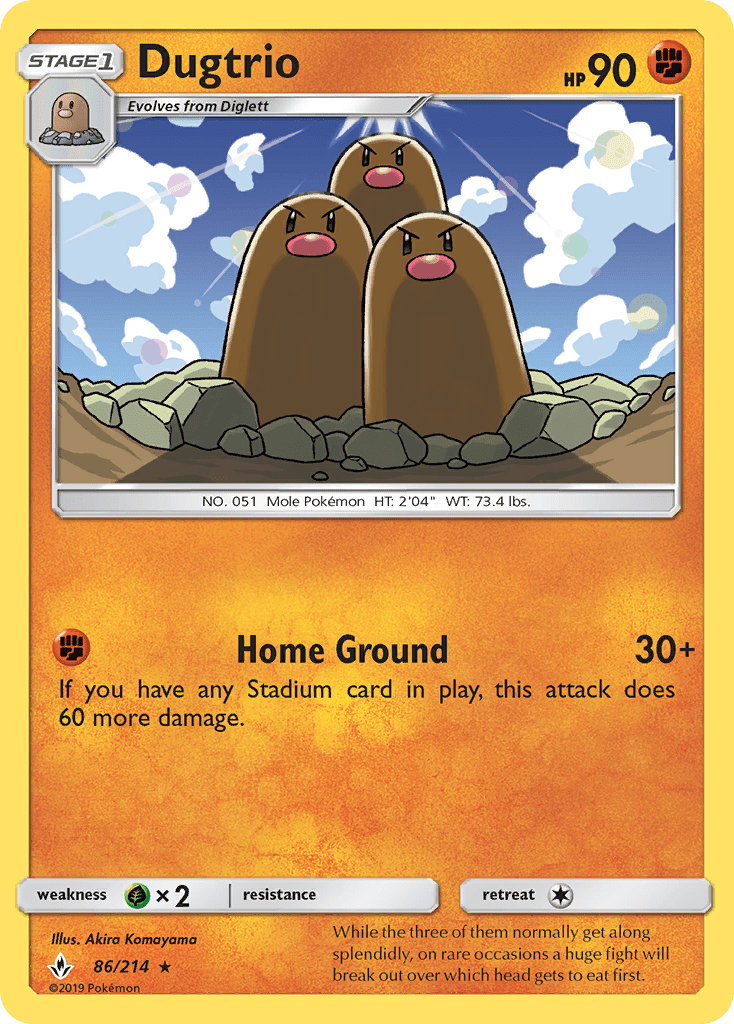 Dugtrio sm10-86 Rare from Unbroken Bonds Set
