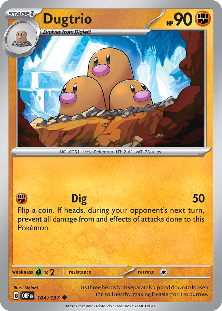Dugtrio sv3-104 Uncommon from Obsidian Flames Set