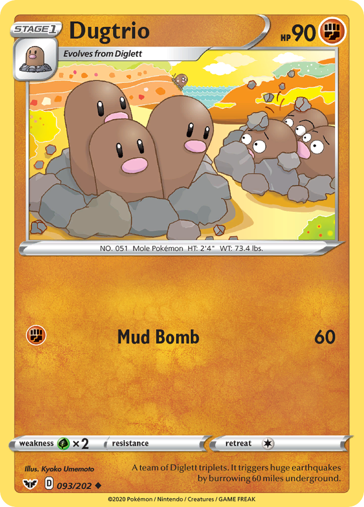 Dugtrio swsh1-93 Uncommon from Sword & Shield Set
