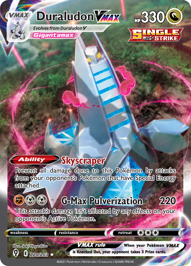 Duraludon VMAX swsh7-220 Rare Rainbow from Evolving Skies Set