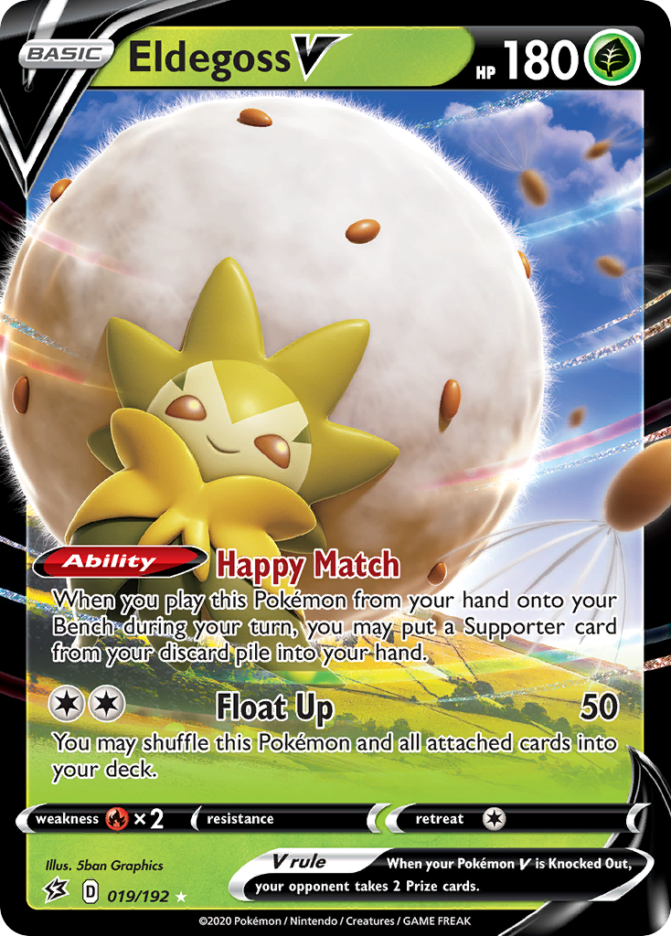 Eldegoss V swsh2-19 Rare Holo V from Rebel Clash Set
