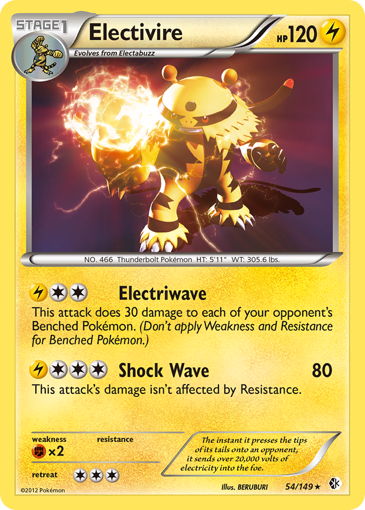 Electivire bw7-54 Rare Holo from Boundaries Crossed Set