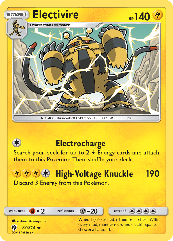 Electivire sm8-72 Rare from Lost Thunder Set