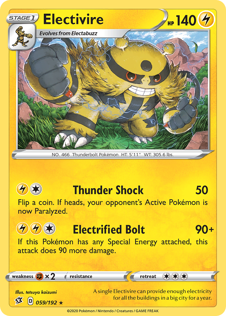 Electivire swsh2-59 Rare from Rebel Clash Set