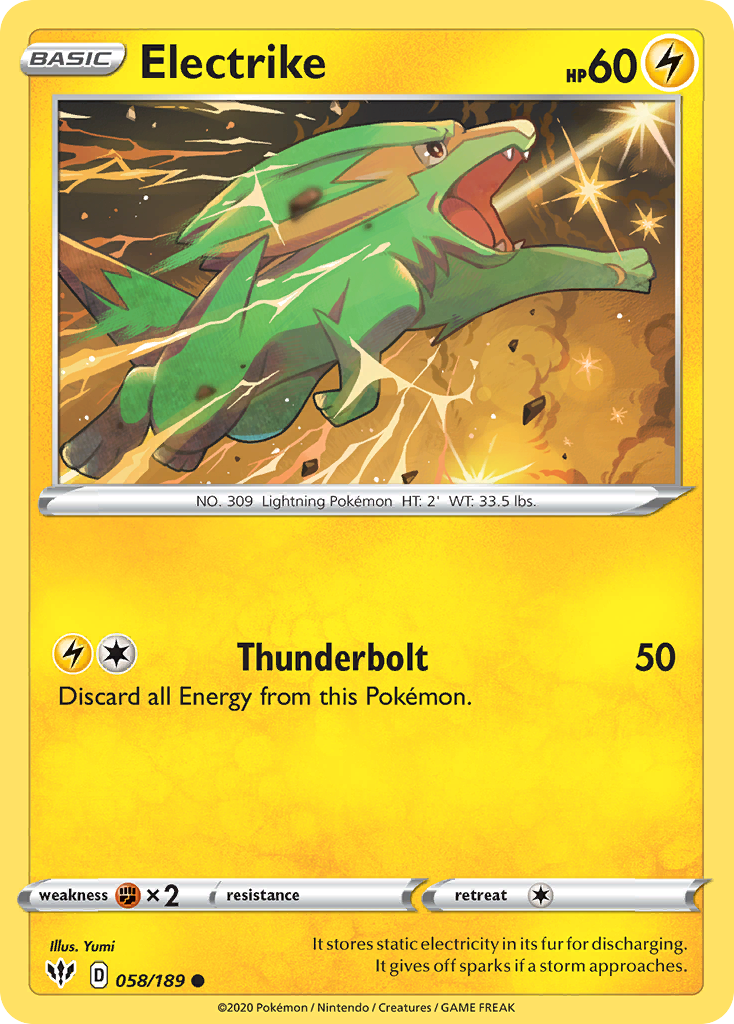 Electrike swsh3-58 Common from Darkness Ablaze Set