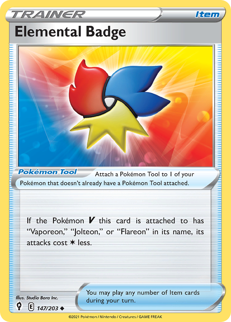 Elemental Badge swsh7-147 Uncommon from Evolving Skies Set