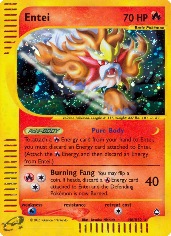 Entei ecard2-H8 Rare Holo from Aquapolis Set