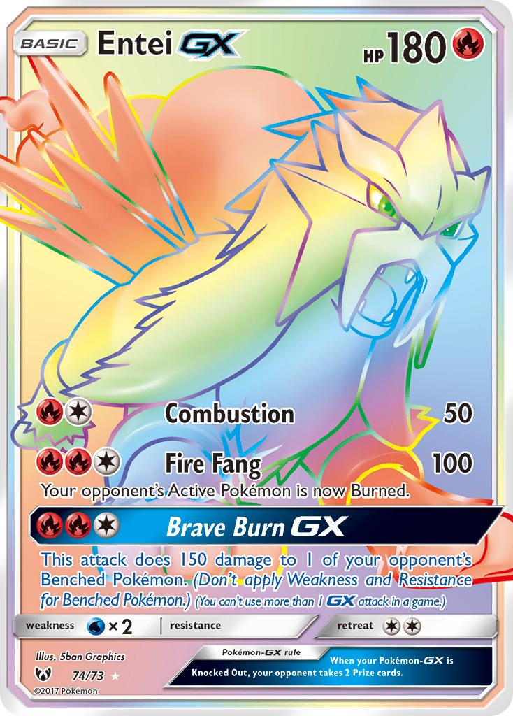 Entei-GX sm35-74 Rare Rainbow from Shining Legends Set