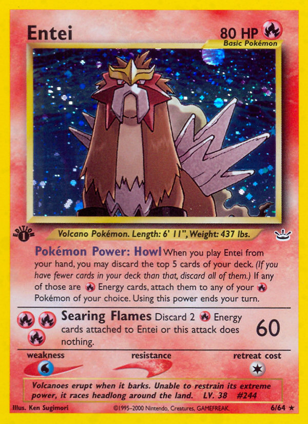 Entei neo3-6 Rare Holo from Neo Revelation Set