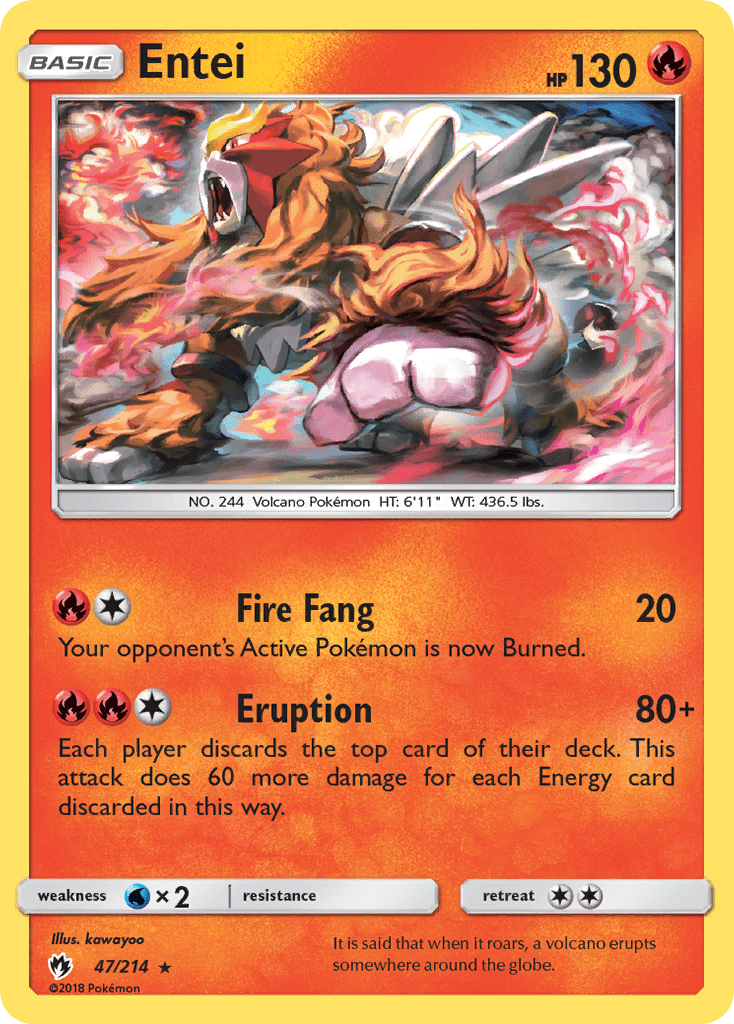 Entei sm8-47 Rare from Lost Thunder Set