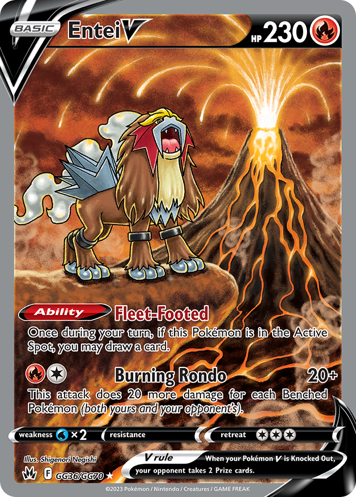 Entei V swsh12pt5gg-GG36 Rare Holo V from Crown Zenith Galarian Gallery Set