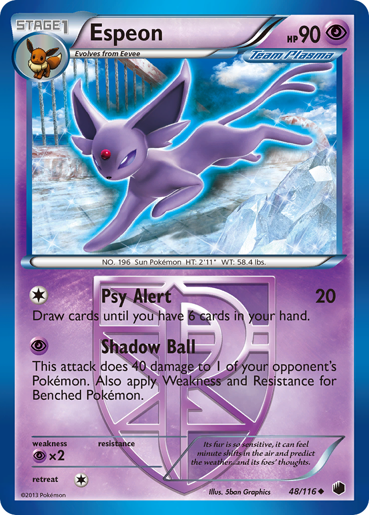 Espeon bw9-48 Uncommon from Plasma Freeze Set