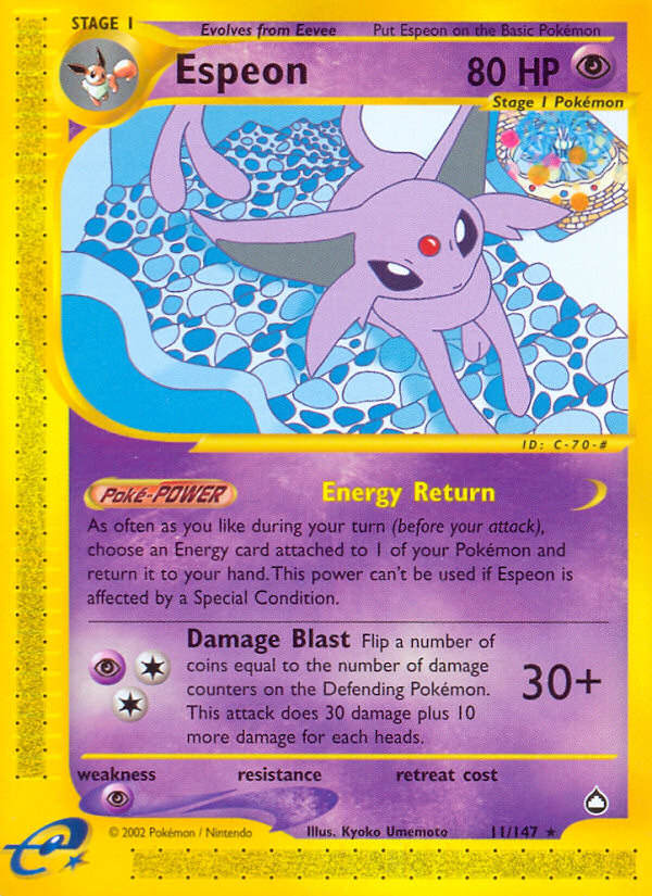 Espeon ecard2-11 Rare from Aquapolis Set