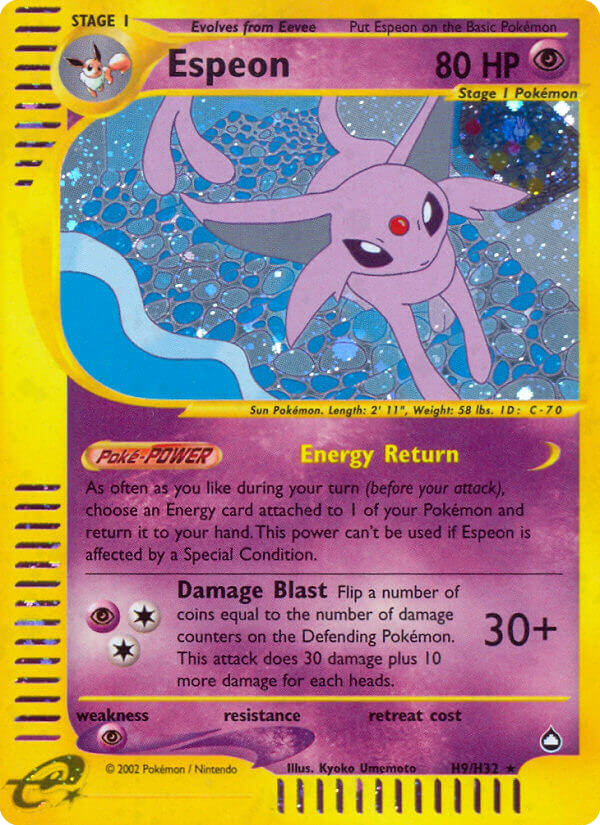 Espeon ecard2-H9 Rare Holo from Aquapolis Set