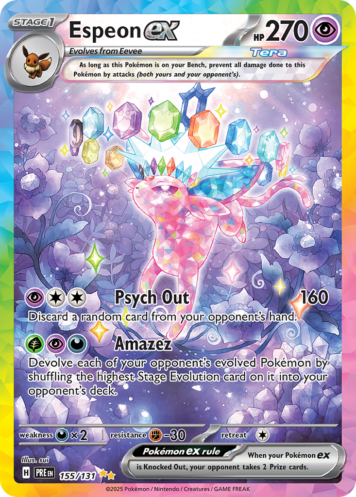 Espeon ex sv8pt5-155 Special Illustration Rare from Prismatic Evolutions Set