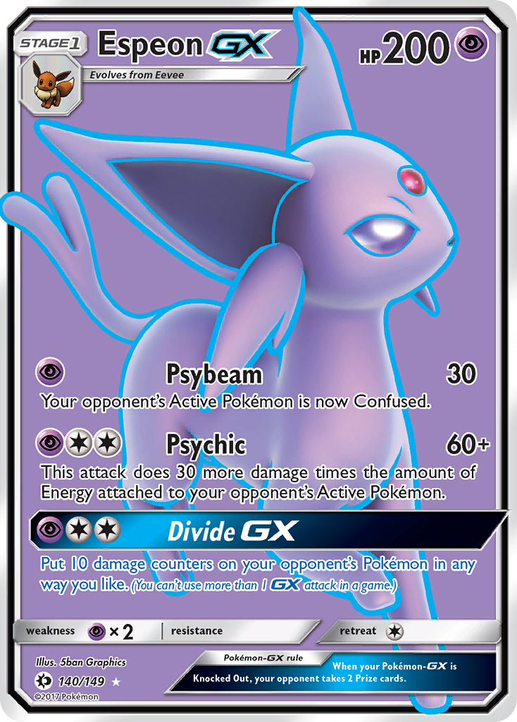 Espeon-GX sm1-140 Rare Ultra from Sun & Moon Set