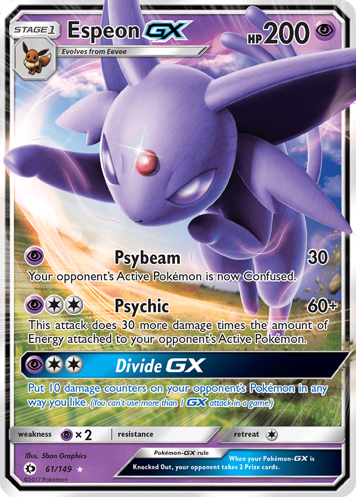 Espeon-GX sm1-61 Rare Holo GX from Sun & Moon Set