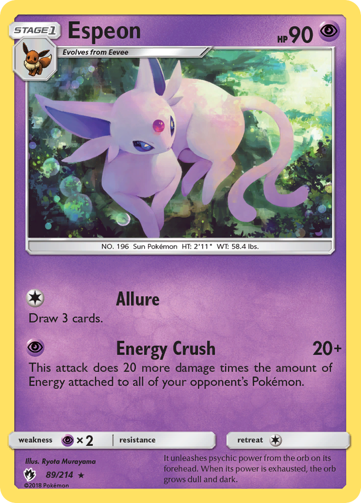 Espeon sm8-89 Rare from Lost Thunder Set