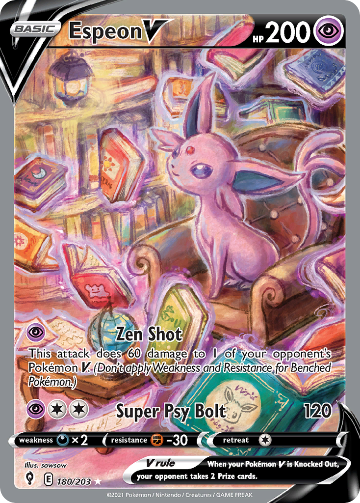 Espeon V swsh7-180 Rare Ultra from Evolving Skies Set