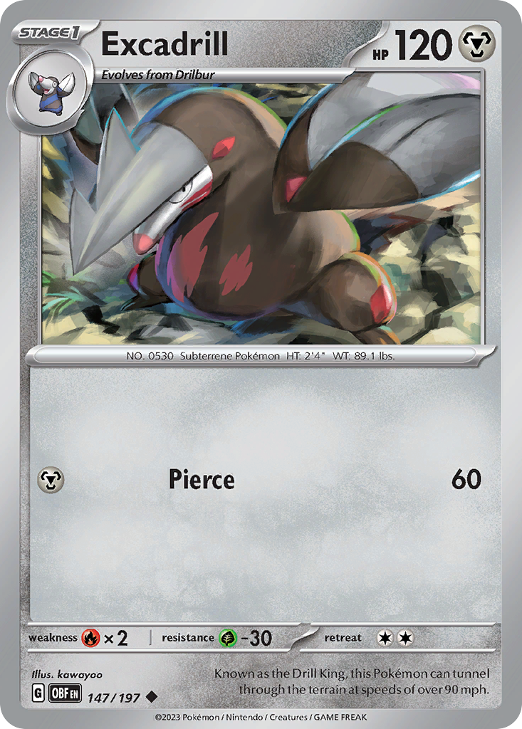 Excadrill sv3-147 Uncommon from Obsidian Flames Set