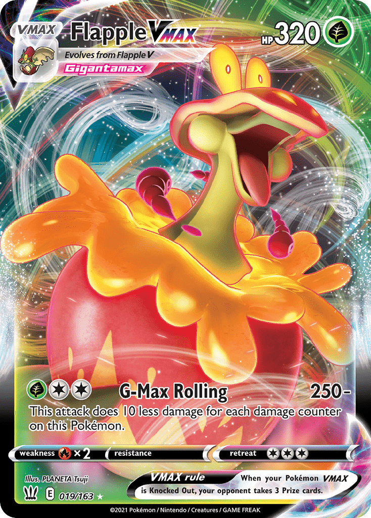 Flapple VMAX swsh5-19 Rare Holo VMAX from Battle Styles Set