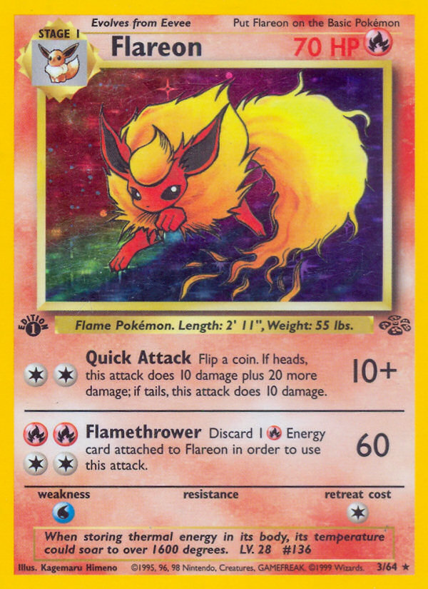 Flareon base2-3 Rare Holo from Jungle Set