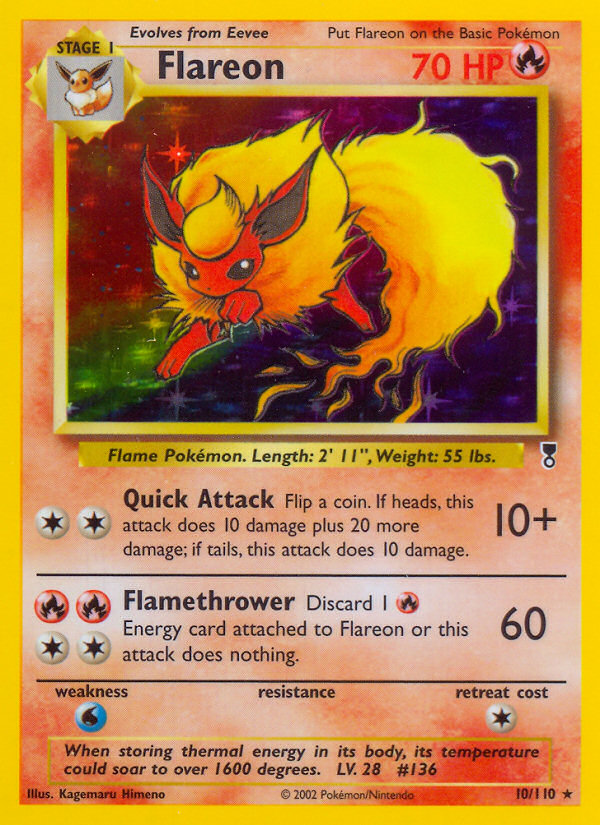 Flareon base6-10 Rare Holo from Legendary Collection Set