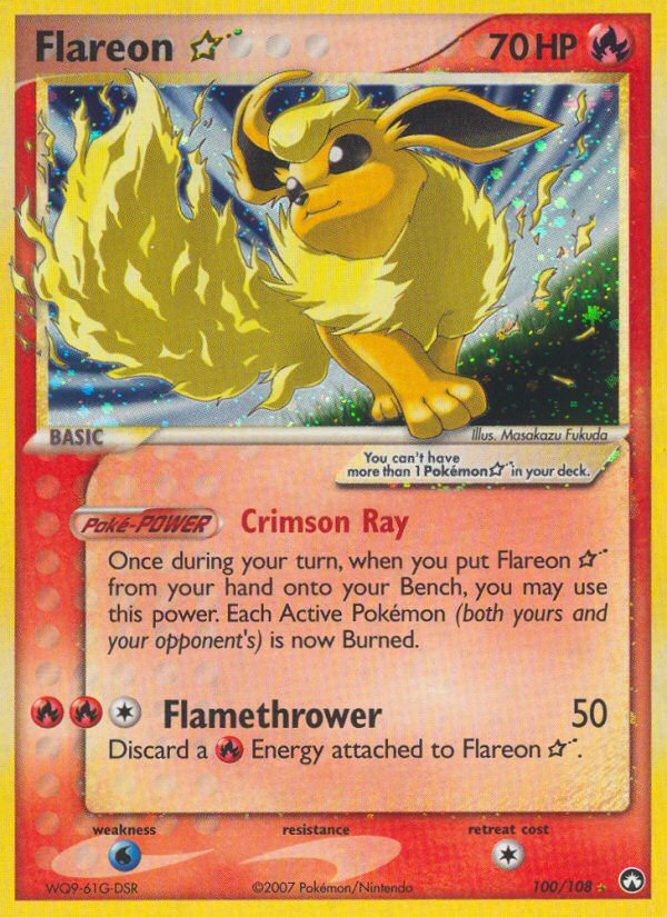 Flareon ★ ex16-100 Rare Holo Star from Power Keepers Set