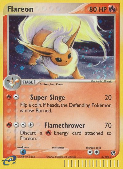 Flareon ex2-5 Rare Holo from Sandstorm Set
