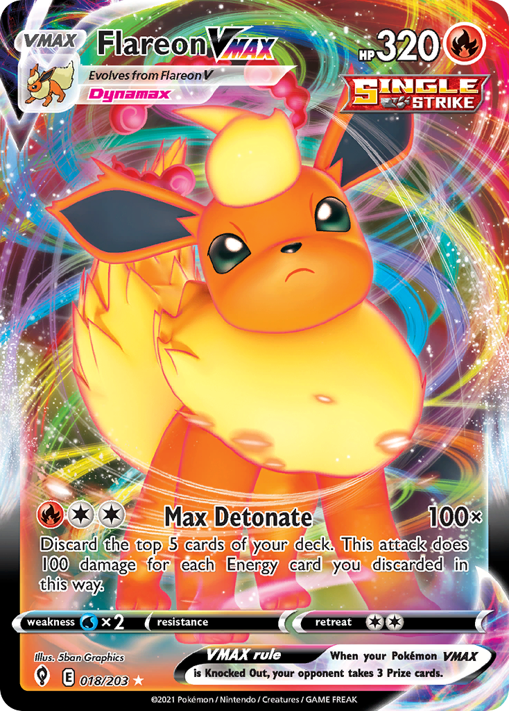Flareon VMAX swsh7-18 Rare Holo VMAX from Evolving Skies Set