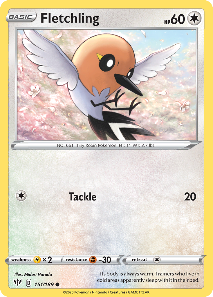 Fletchling swsh3-151 Common from Darkness Ablaze Set