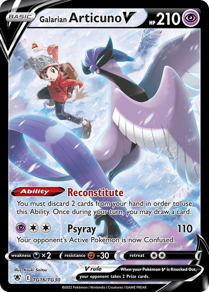 Galarian Articuno V swsh10tg-TG16 Rare Holo V from Astral Radiance Trainer Gallery Set