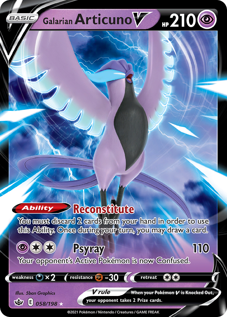 Galarian Articuno V swsh6-58 Rare Holo V from Chilling Reign Set