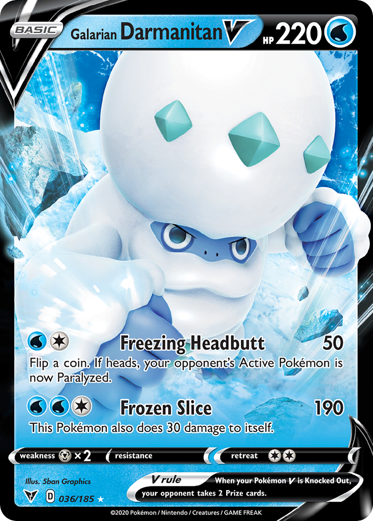 Galarian Darmanitan V swsh4-36 Rare Holo V from Vivid Voltage Set