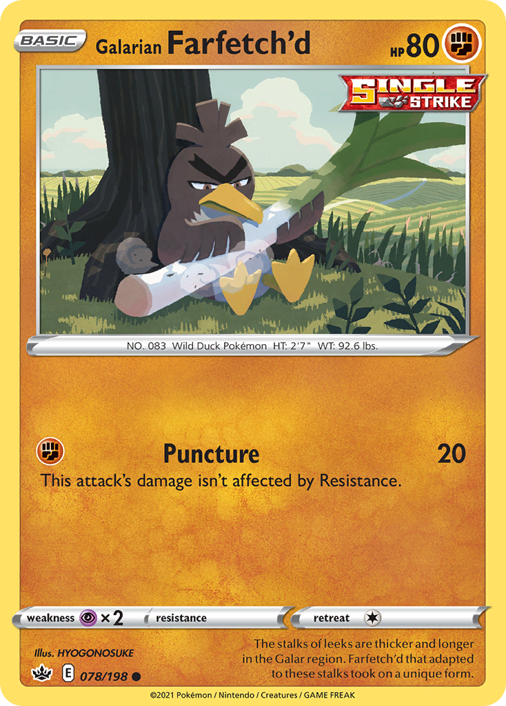 Galarian Farfetch’d swsh6-78 Common from Chilling Reign Set
