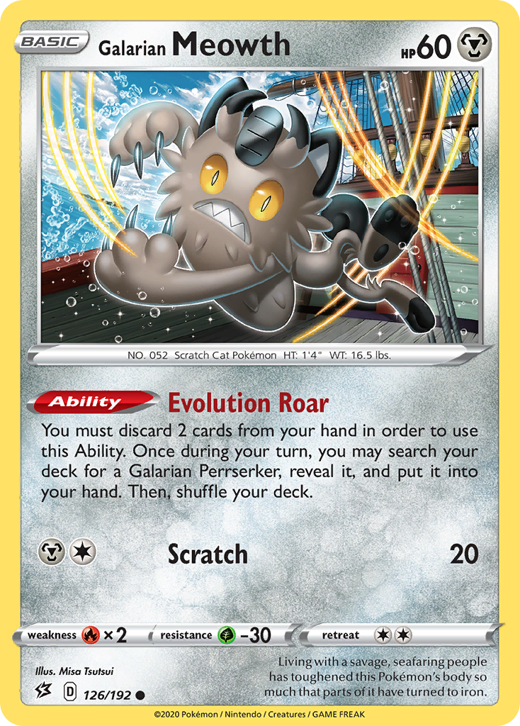 Galarian Meowth swsh2-126 Common from Rebel Clash Set
