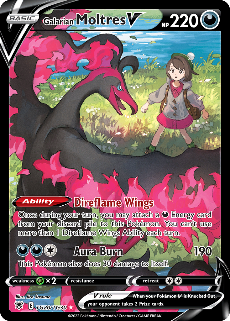 Galarian Moltres V swsh10tg-TG20 Rare Holo V from Astral Radiance Trainer Gallery Set