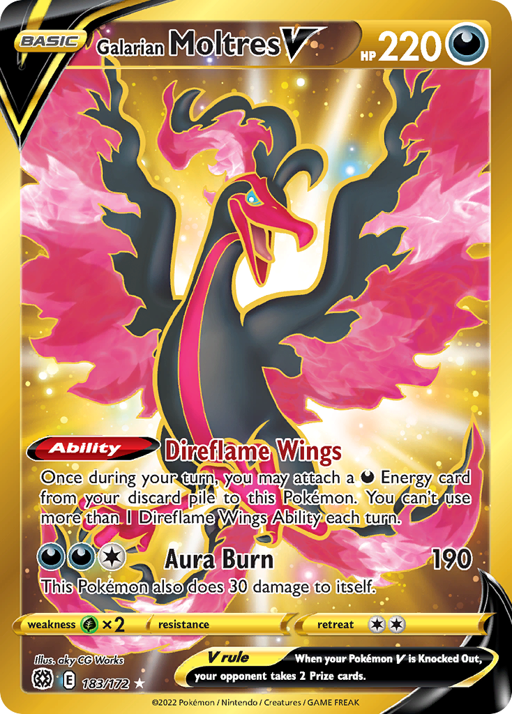 Galarian Moltres V swsh9-183 Rare Secret from Brilliant Stars Set