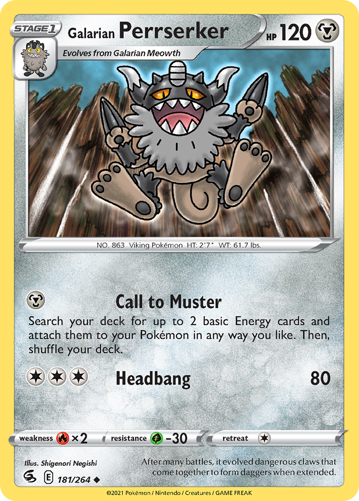 Galarian Perrserker swsh8-181 Uncommon from Fusion Strike Set