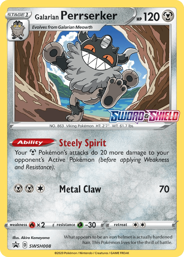 Galarian Perrserker swshp-SWSH008 Promo from SWSH Black Star Promos Set