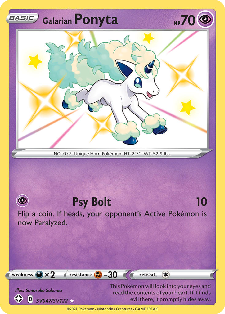 Galarian Ponyta swsh45sv-SV047 Rare Shiny from Shining Fates Shiny Vault Set