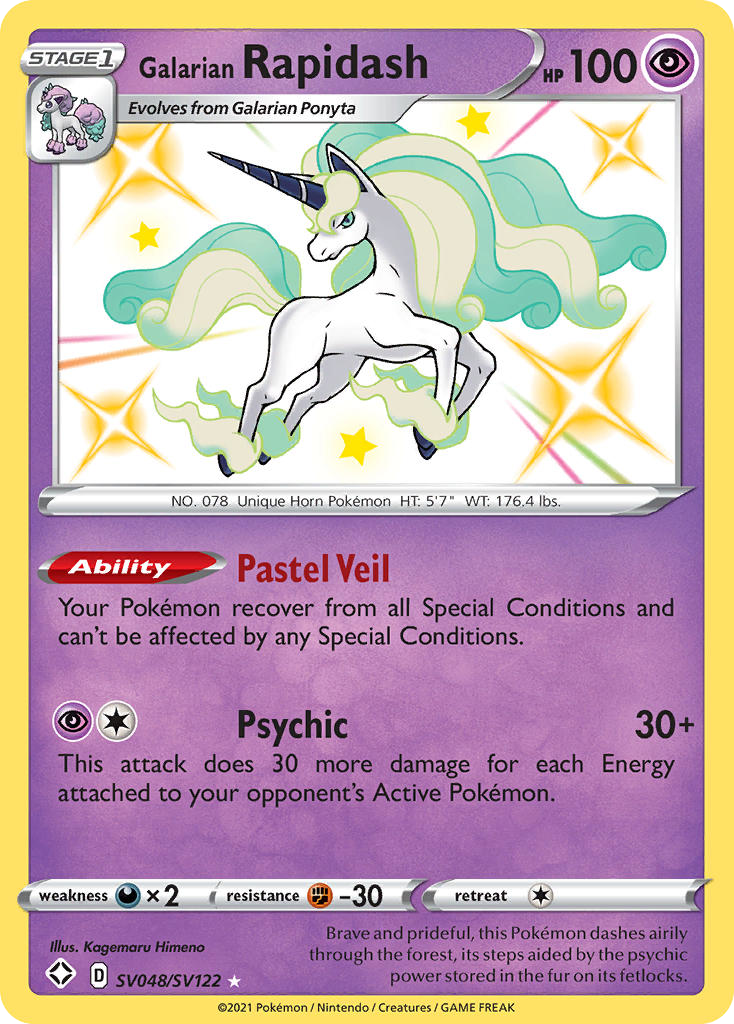Galarian Rapidash swsh45sv-SV048 Rare Shiny from Shining Fates Shiny Vault Set