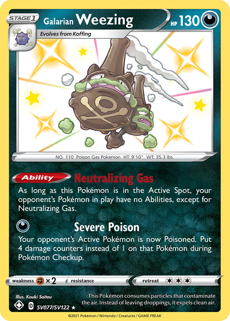 Galarian Weezing swsh45sv-SV077 Rare Shiny from Shining Fates Shiny Vault Set